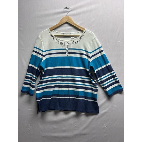 Alfred Dunner Women’s 14 Teal Blue 3 Piece Velour Track Suit Bling Granny Core - Picture 2 of 16